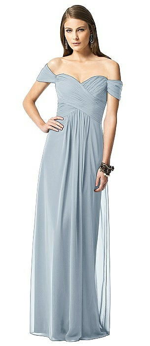 surplice ruched chiffon gown