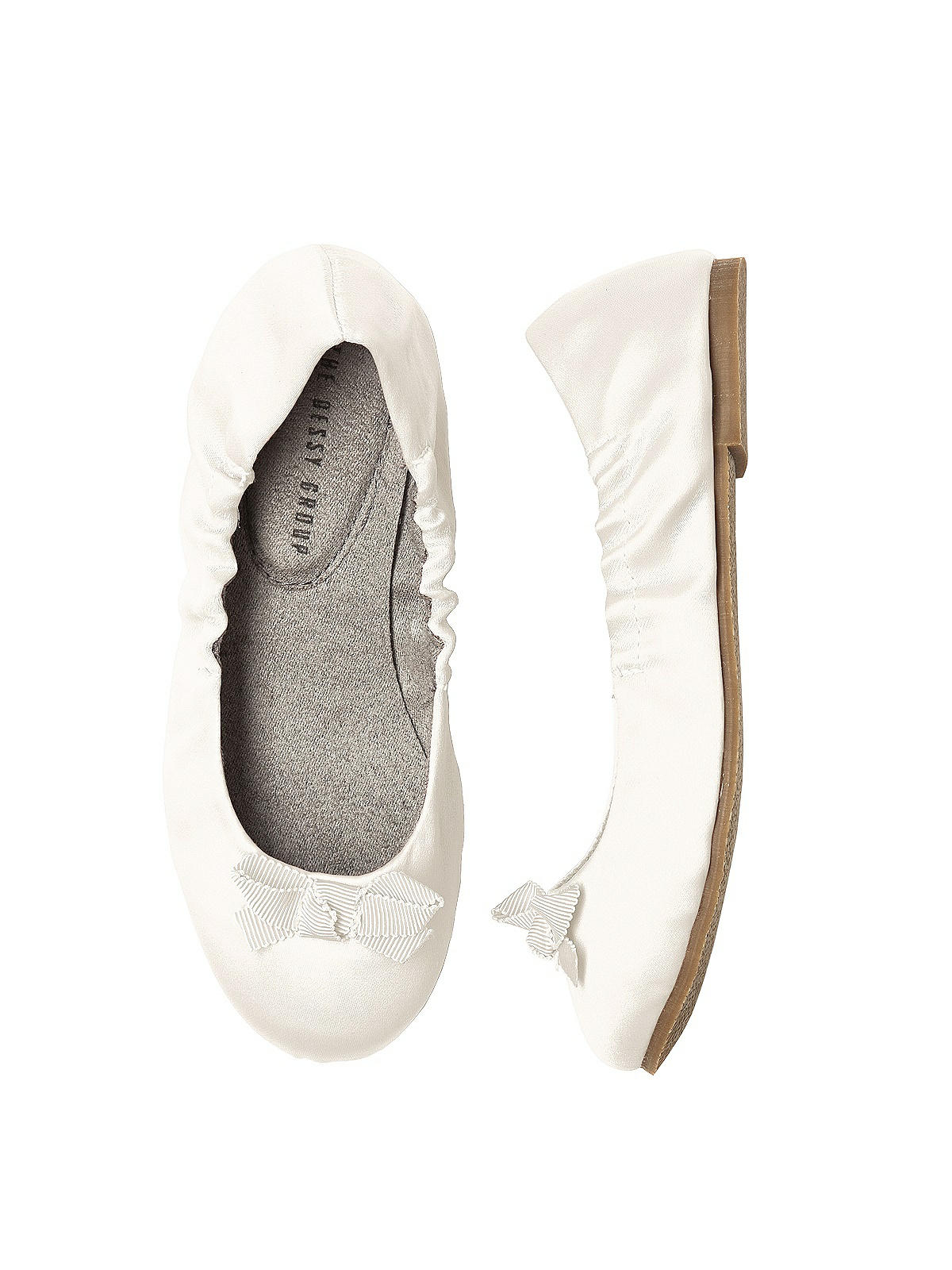 white satin flower girl shoes