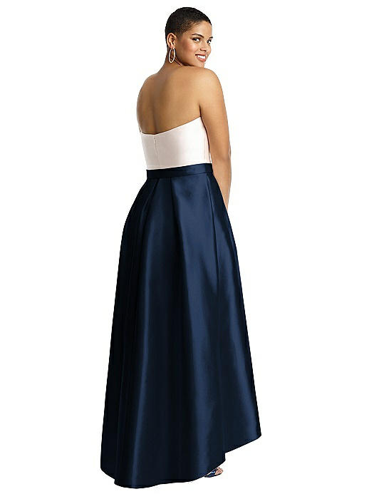 Strapless Satin High Low Dress With Pockets The Dessy Group