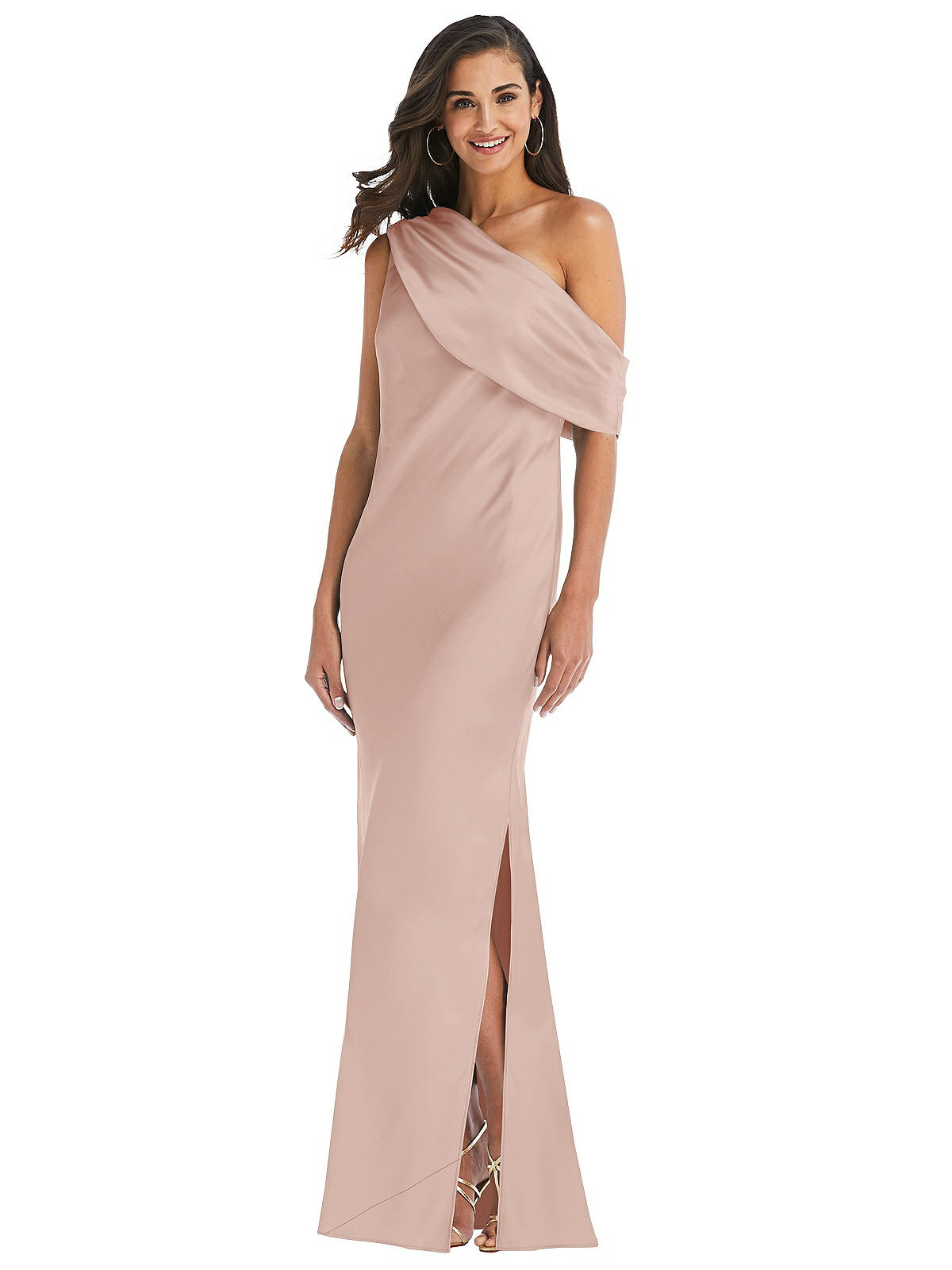 Draped One-Shoulder Convertible Maxi Slip Dress | The Dessy Group