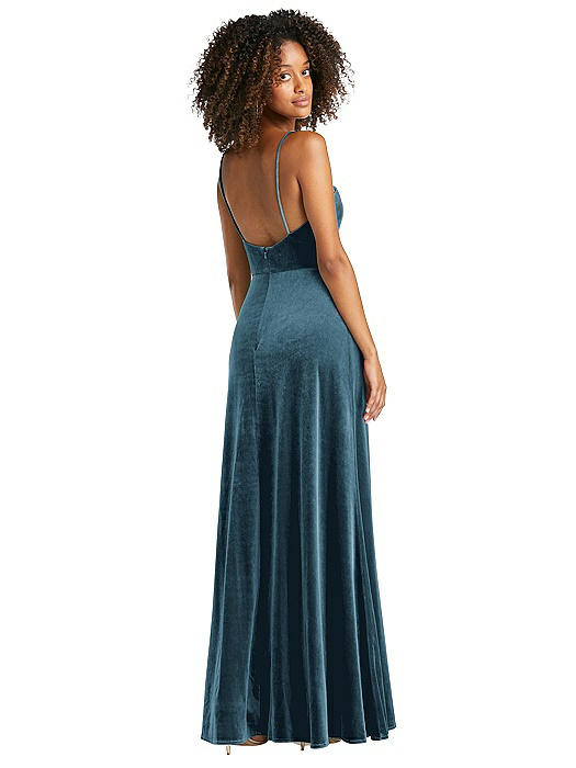 Square Neck Velvet Maxi Dress with Front Slit - Drew | The Dessy Group