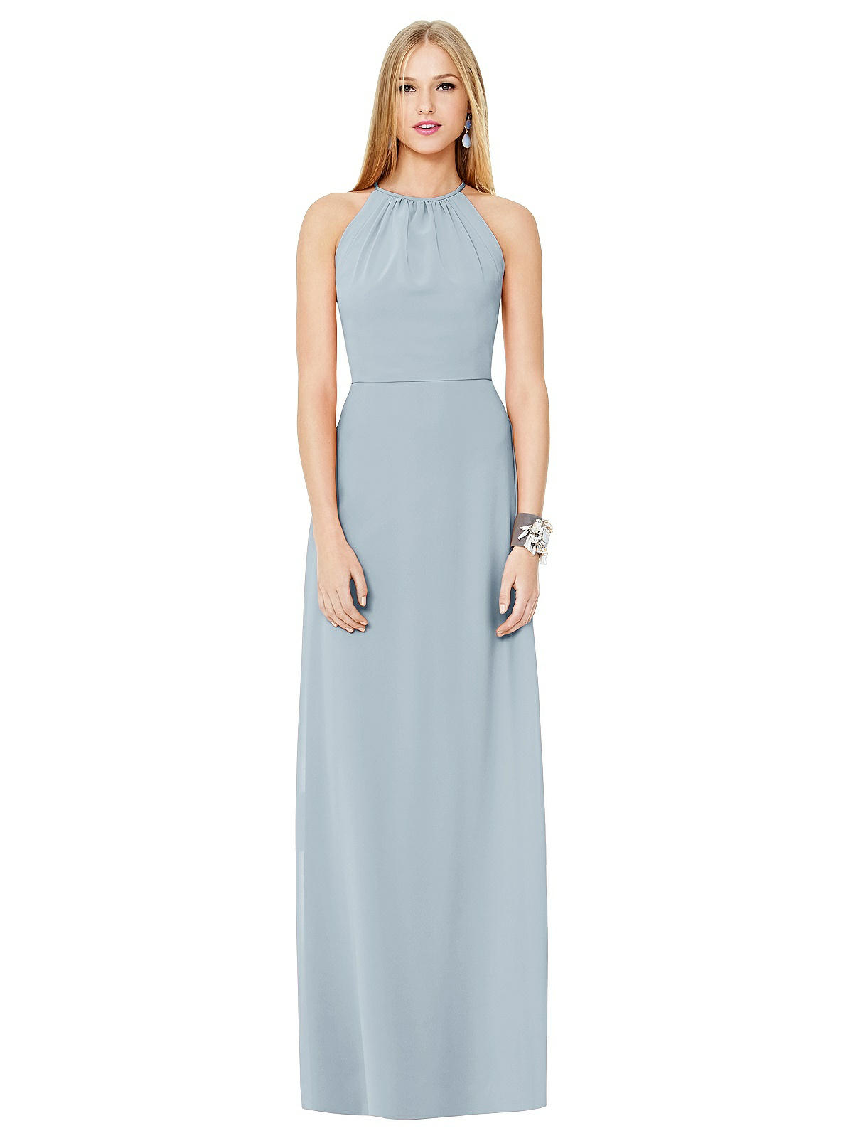 open back halter gown