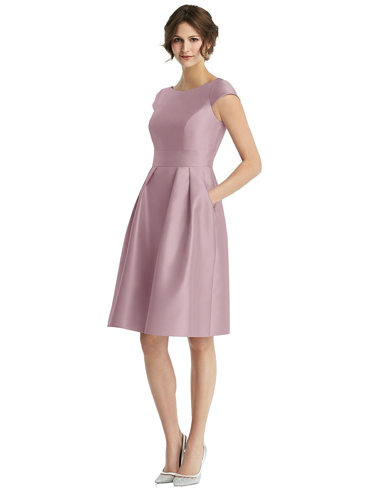 pleated cap sleeve