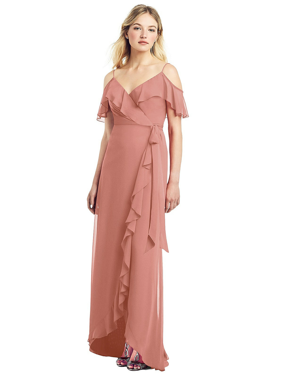 hi low ruffle gown