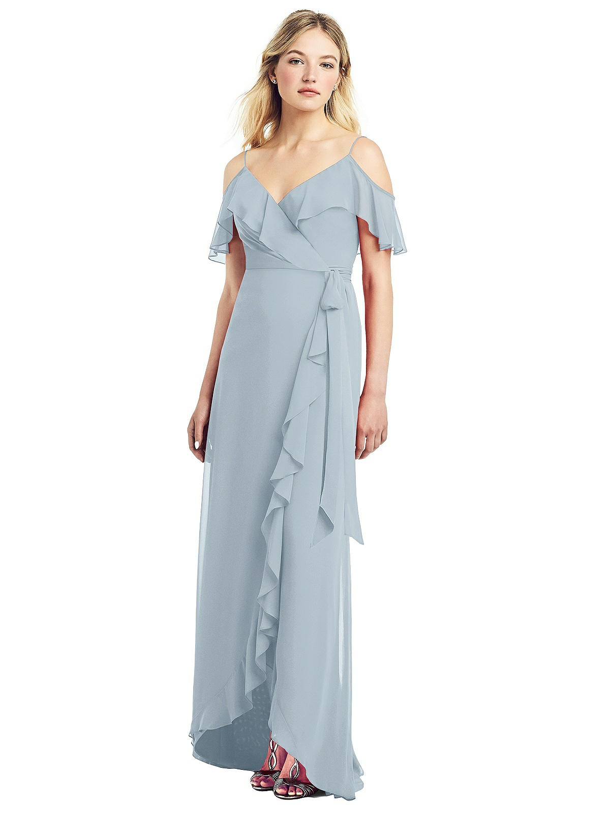 hi low ruffle gown