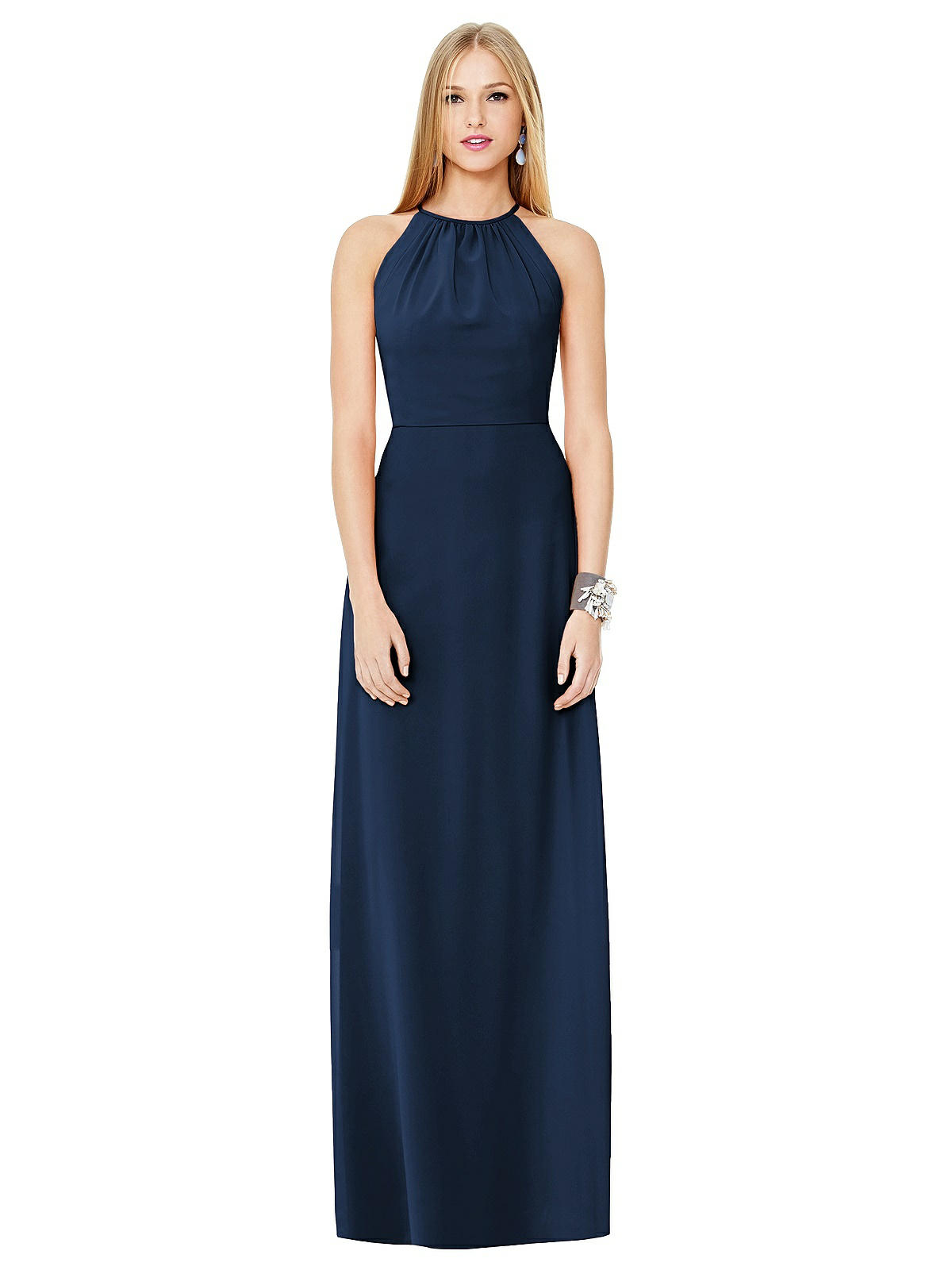 open back halter gown