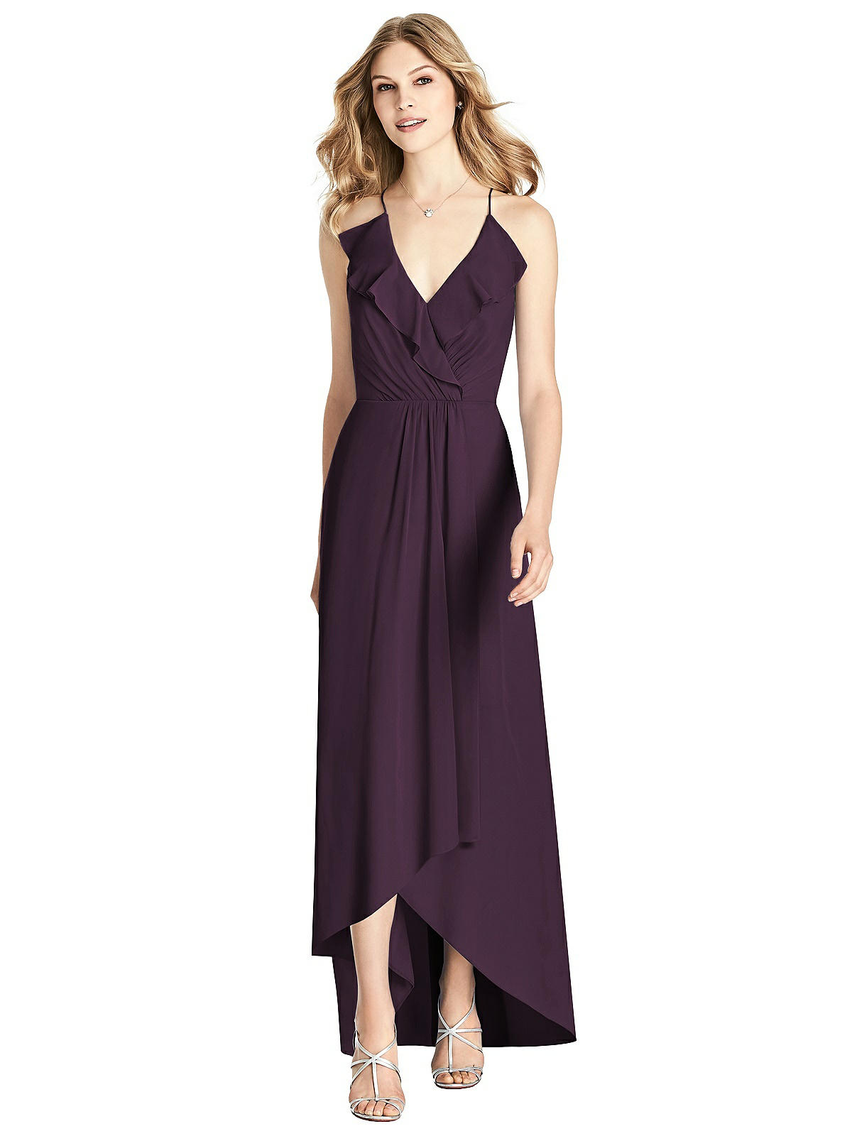 Ruffled Wrap High-Low Maxi Dress | The Dessy Group