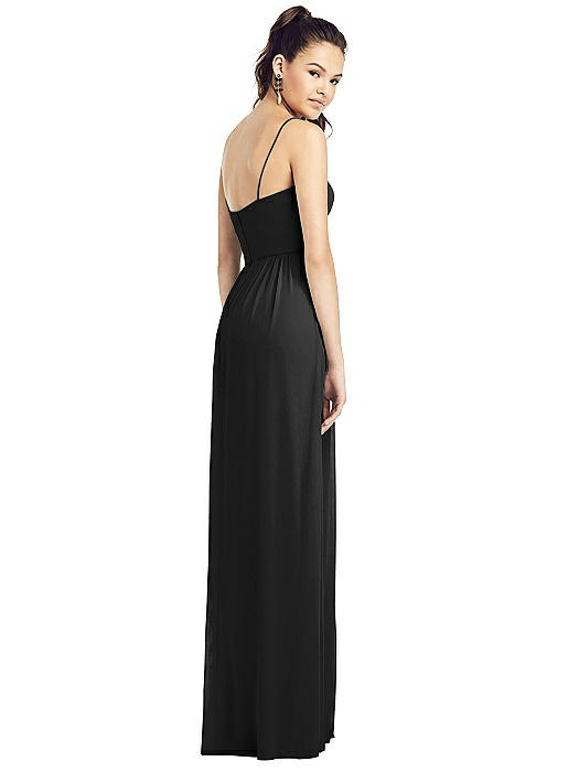 Slim Spaghetti Strap Chiffon Dress with Front Slit | The Dessy Group