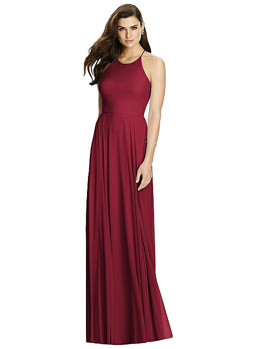 Criss Cross Backless Halter Maxi Dress | The Dessy Group