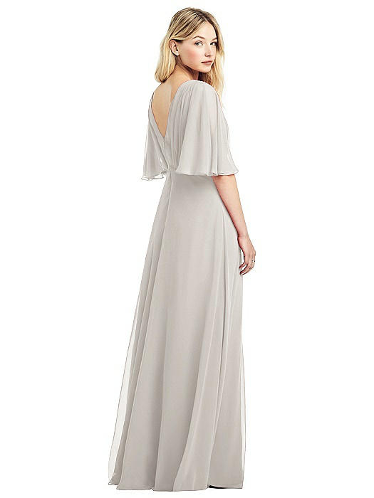 flutter sleeve chiffon gown