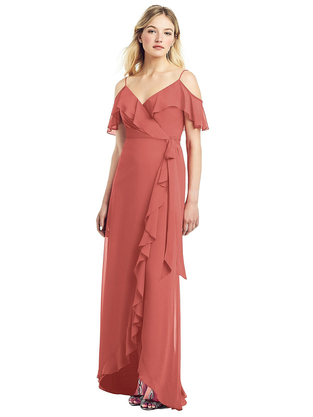 hi low ruffle gown