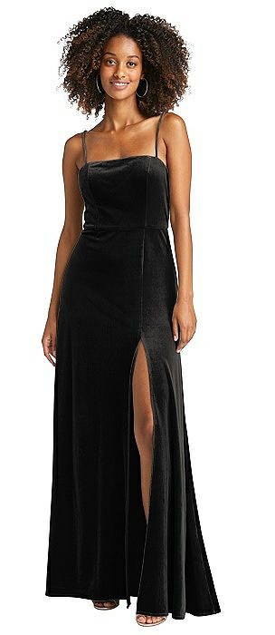 black spaghetti strapped dress