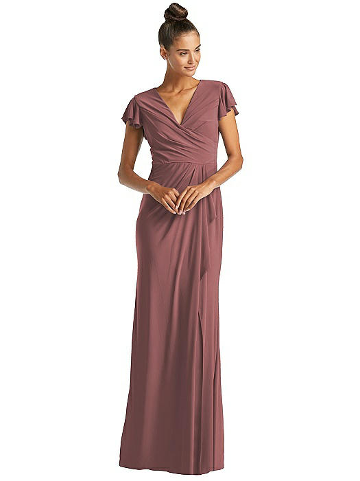 la femme flutter slit trumpet gown