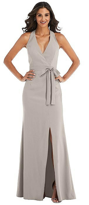 taupe wrap dress