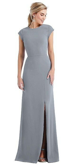 gray maxi bridesmaid dress