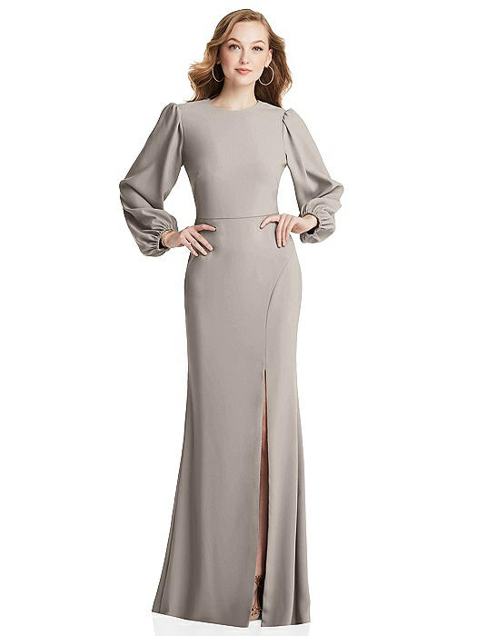 long puff sleeve gown