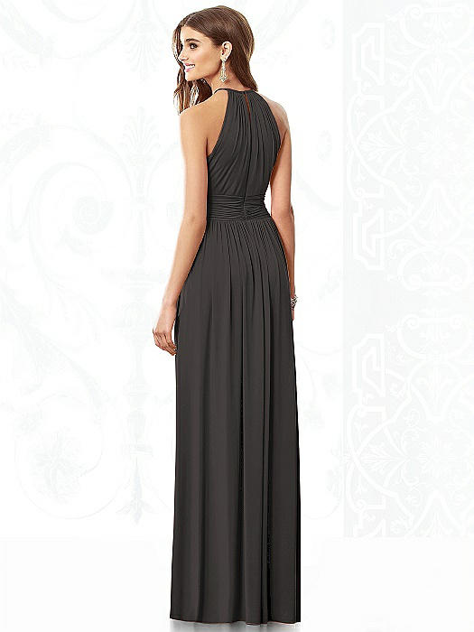 after six bow front stretch satin gown
