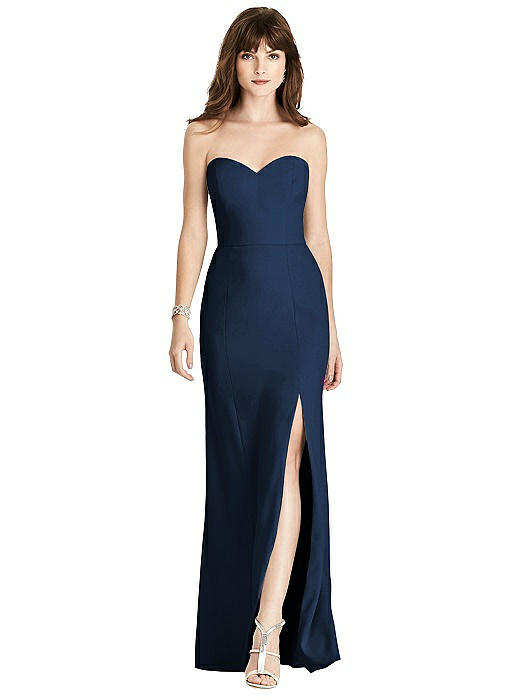 bcbg strapless crepe gown