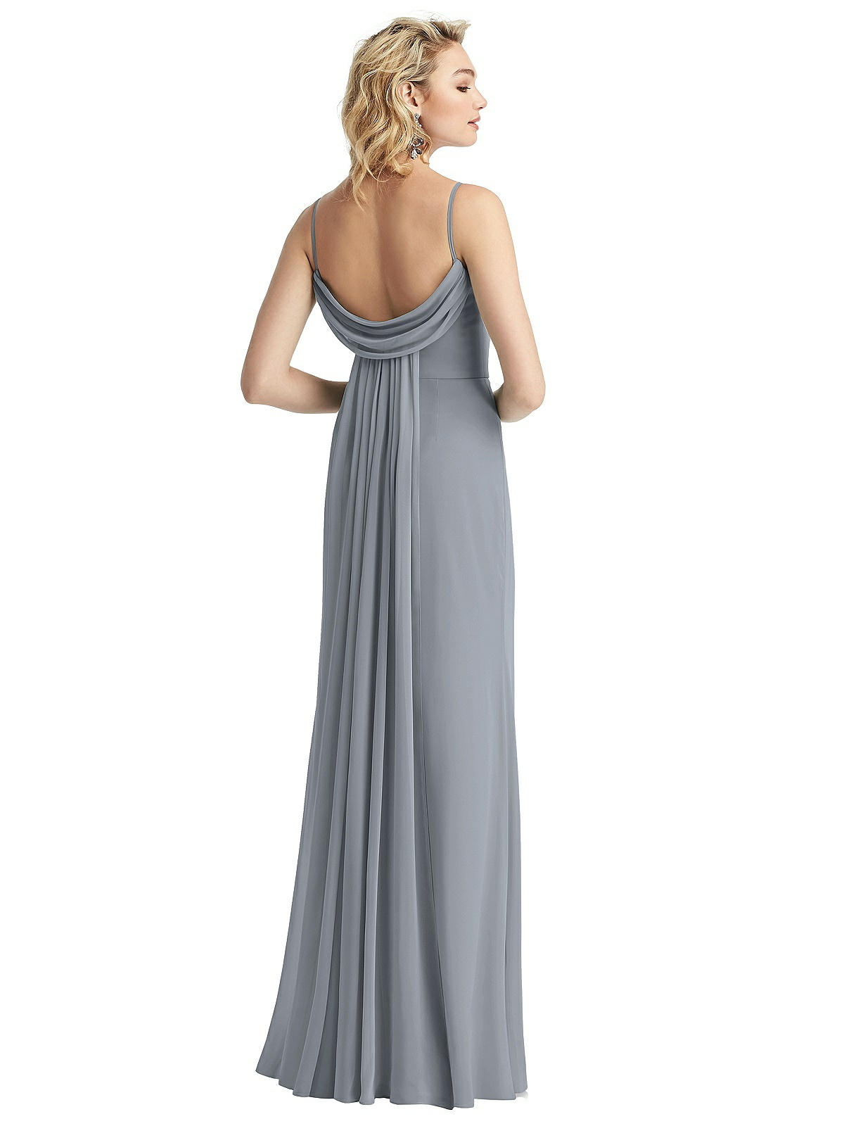shirred chiffon gown