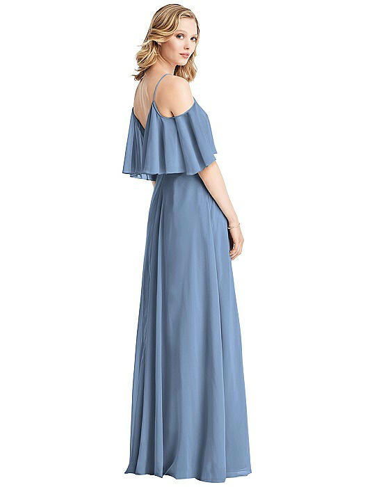 Ruffled Cold Shoulder Maxi Dress With Flounce Overlay The Dessy Group 