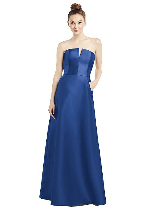 strapless gown with pockets