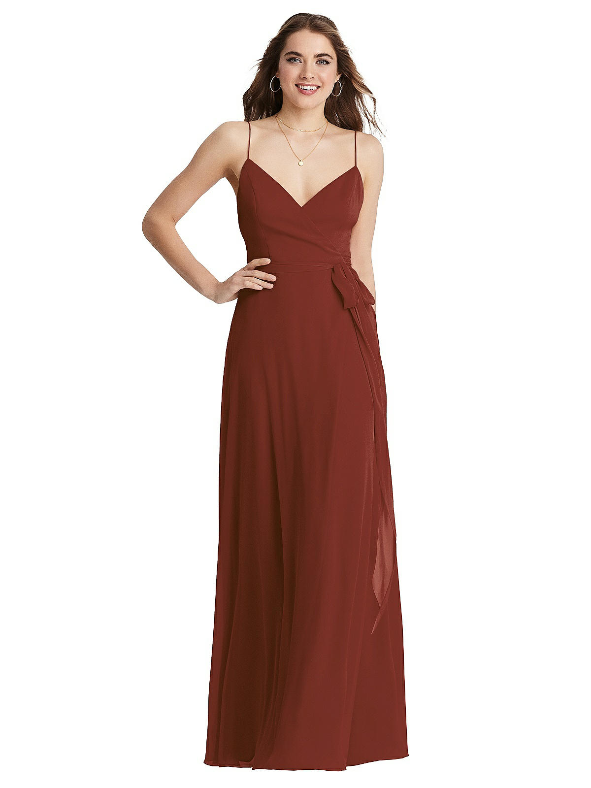 Chiffon Maxi Wrap Dress with Sash - Cora | The Dessy Group