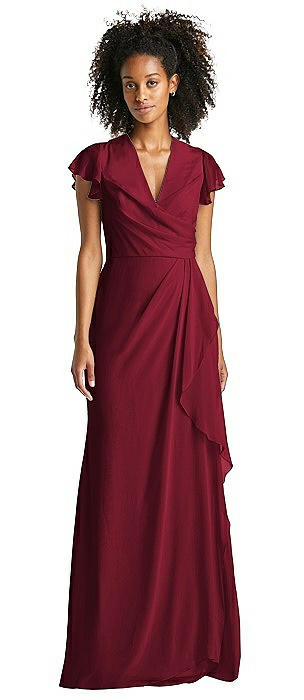burgundy wrap dress long Big sale - OFF 67%