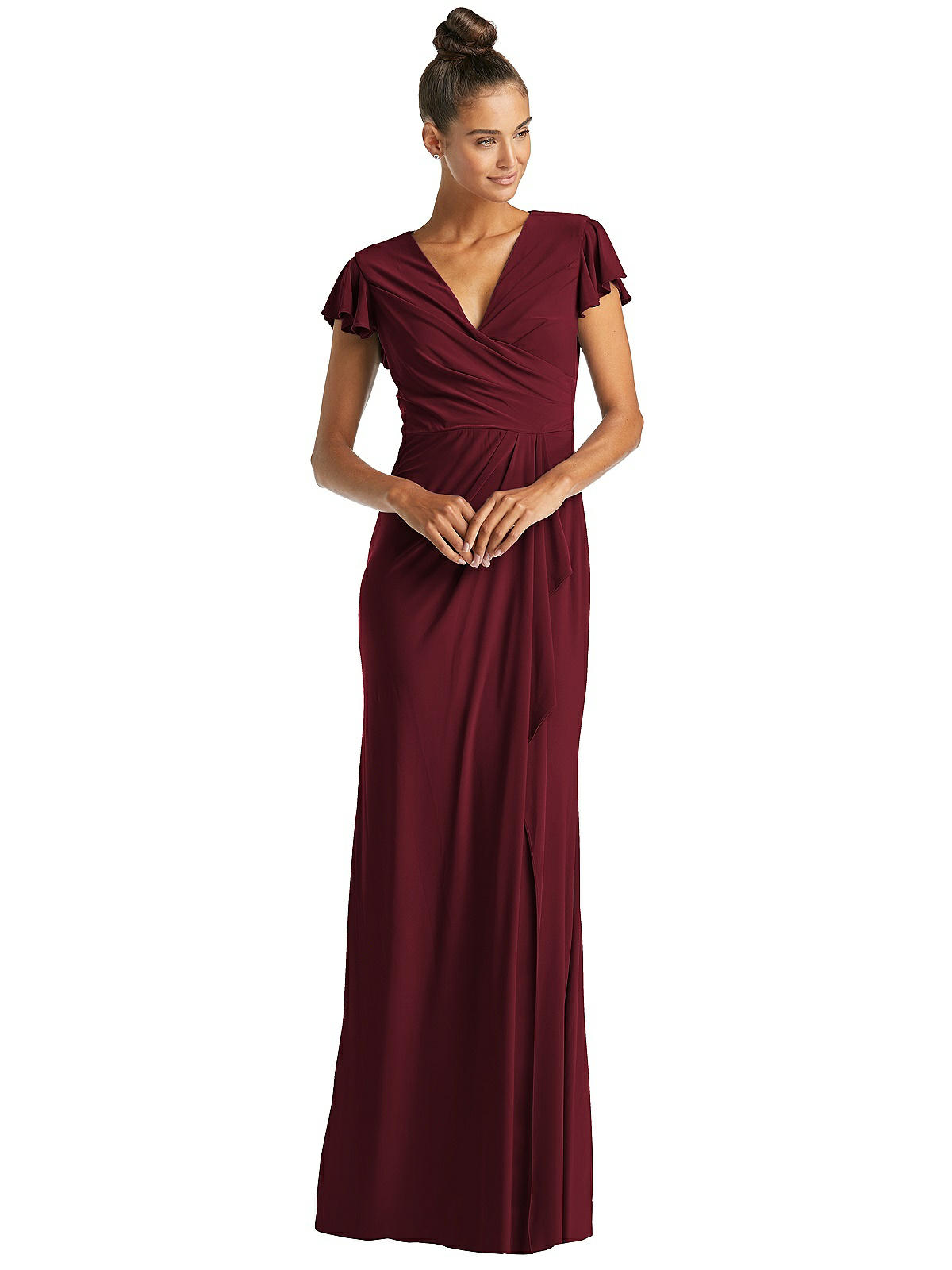 la femme flutter slit trumpet gown
