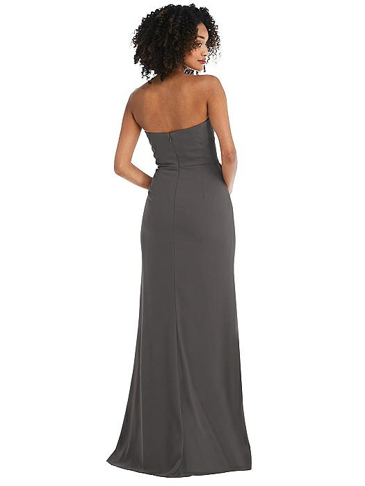 Strapless Tuxedo Maxi Dress with Front Slit | The Dessy Group