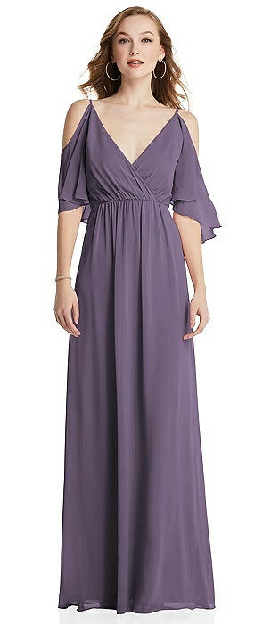 lavender cold shoulder dress