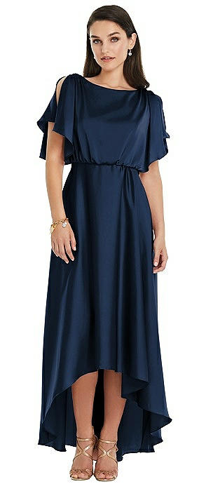 high low navy blue dress