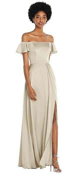 champagne ruffle dress
