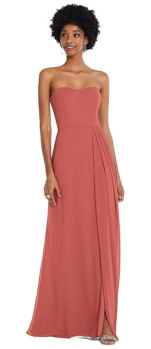 pink pleated bridesmaid dress