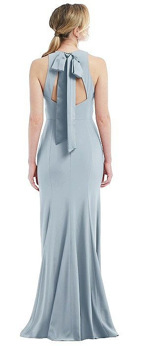 Cutout Open-Back Halter Maxi Dress with Scarf Tie