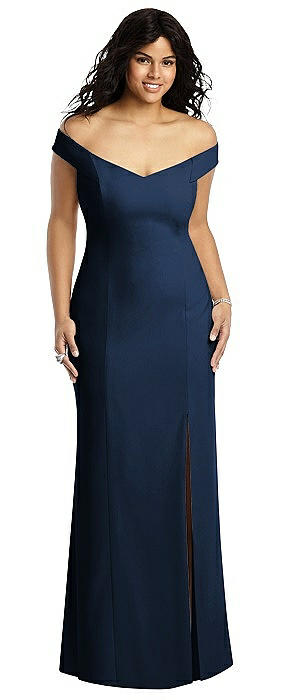 Off-the-Shoulder Criss Cross Back Trumpet Gown