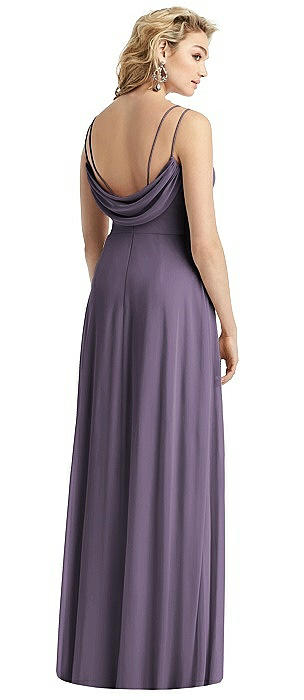Cowl-Back Double Strap Maxi Dress with Side Slit