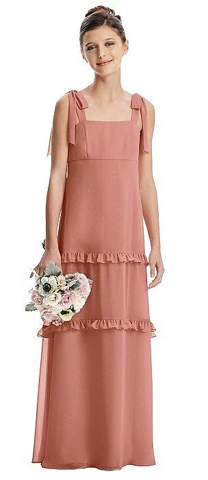 Bow Strap Juniors Dress with Tiered Ruffles