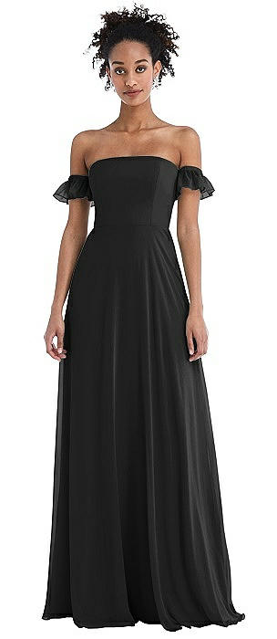 black off the shoulder bridesmaid dress