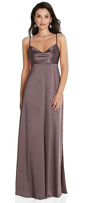 Cowl-Neck Empire Waist Maxi Dress with Adjustable Straps