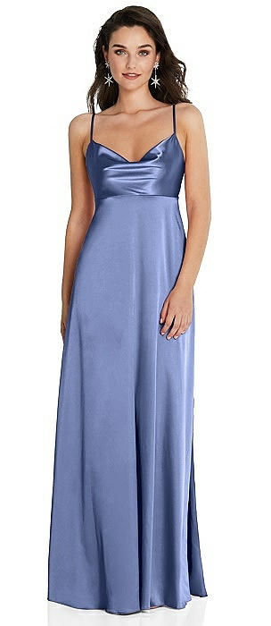 Cowl-Neck Empire Waist Maxi Dress with Adjustable Straps