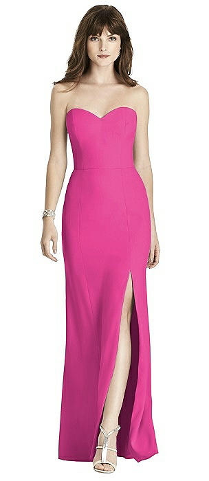 Strapless Crepe Trumpet Gown with Front Slit