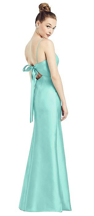 Open-Back Bow Tie Satin Trumpet Gown