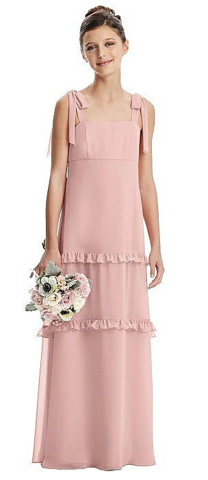 Bow Strap Juniors Dress with Tiered Ruffles