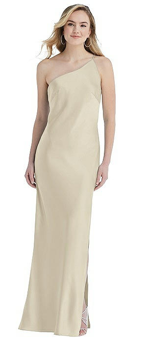 One-Shoulder Asymmetrical Maxi Slip Dress