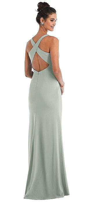 Criss-Cross Cutout Back Maxi Dress with Front Slit