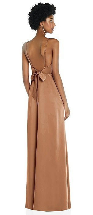 High-Neck Low Tie-Back Maxi Dress with Adjustable Straps
