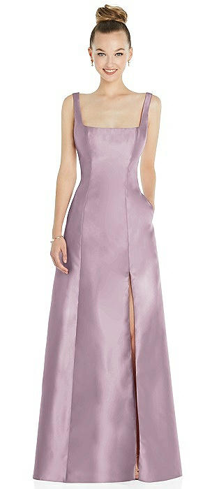 Sleeveless Square-Neck Princess Line Gown with Pockets