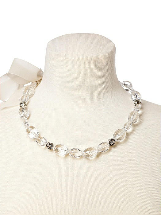 Faceted Resin Necklace with Rhinestone Accents