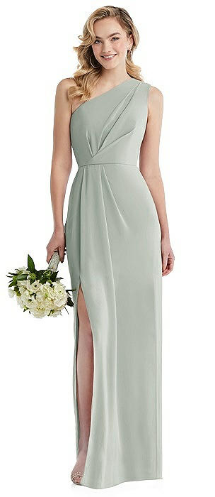 One-Shoulder Draped Bodice Column Gown