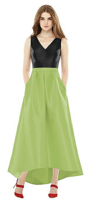 Sleeveless Pleated Skirt High Low Dress with Pockets